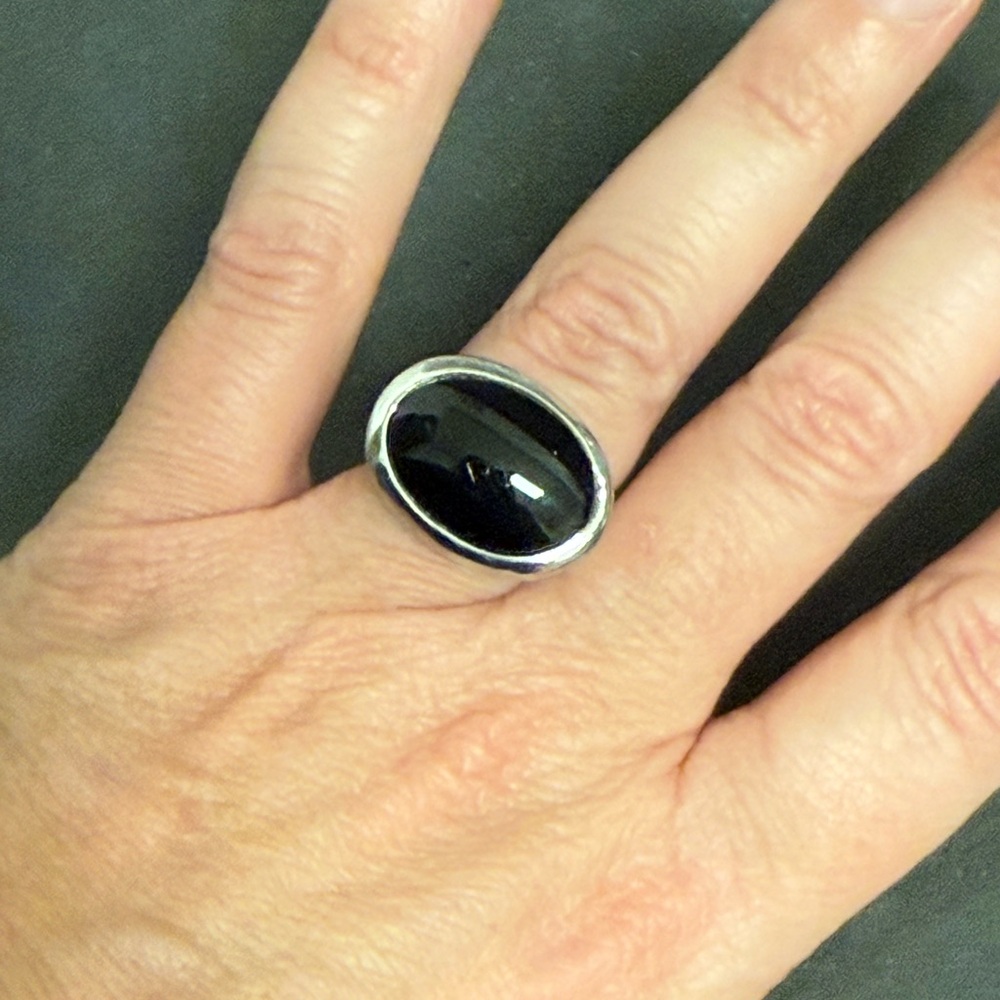 Black Oval Ring and silver